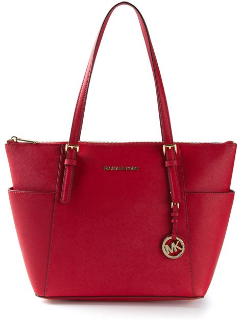 michael kors red saffiano purse|Michael Kors saffiano tote large.